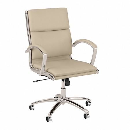 Bbf Modelo Mid Back Leather Executive Office Chair in Antique White CH1702AWL-03